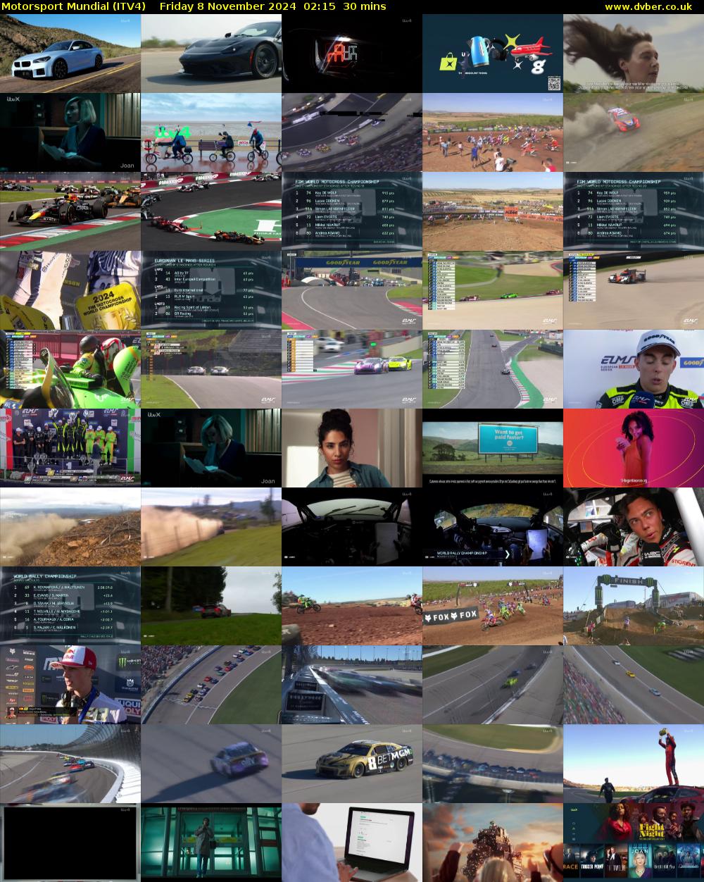 Motorsport Mundial (ITV4) Friday 8 November 2024 02:15 - 02:45