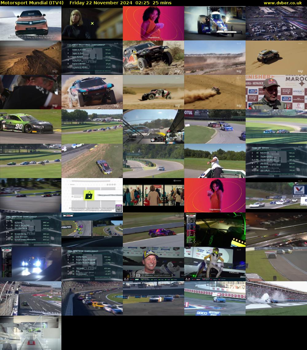 Motorsport Mundial (ITV4) Friday 22 November 2024 02:25 - 02:50