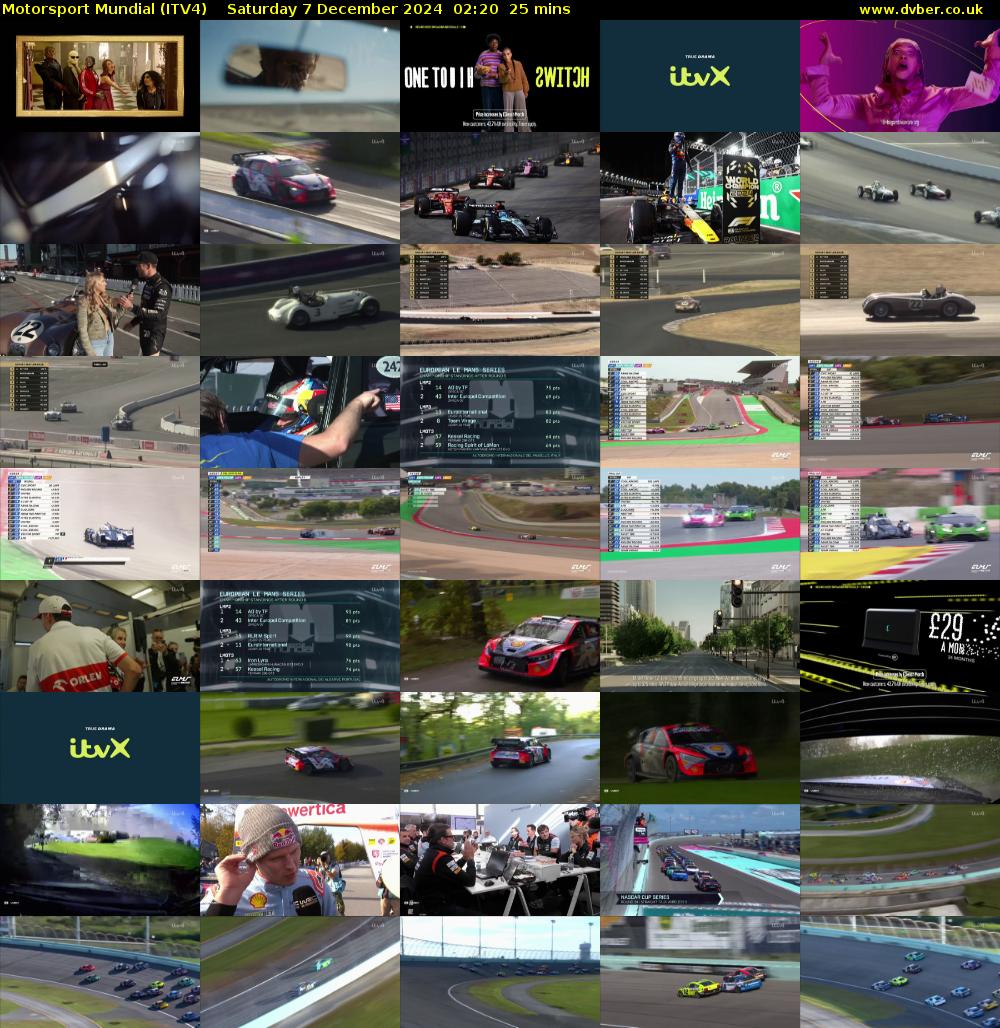 Motorsport Mundial (ITV4) Saturday 7 December 2024 02:20 - 02:45