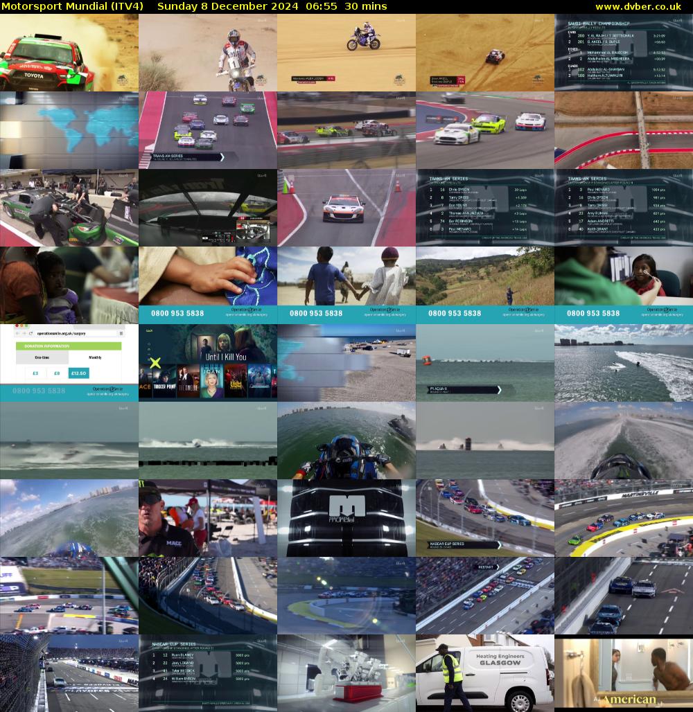 Motorsport Mundial (ITV4) Sunday 8 December 2024 06:55 - 07:25