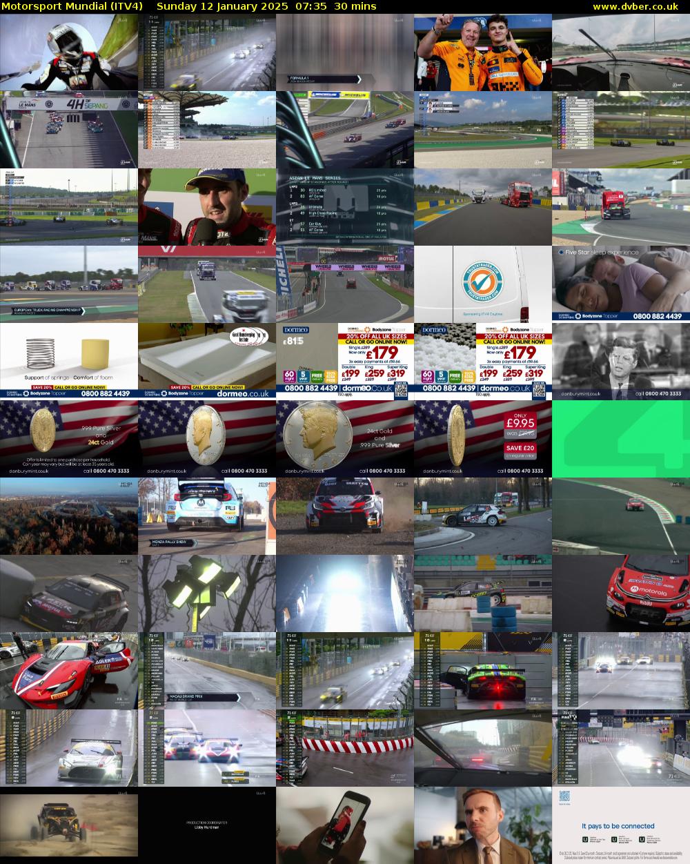 Motorsport Mundial (ITV4) Sunday 12 January 2025 07:35 - 08:05