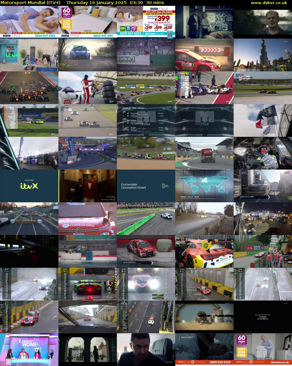 Motorsport Mundial (ITV4) Thursday 16 January 2025 03:30 - 04:00