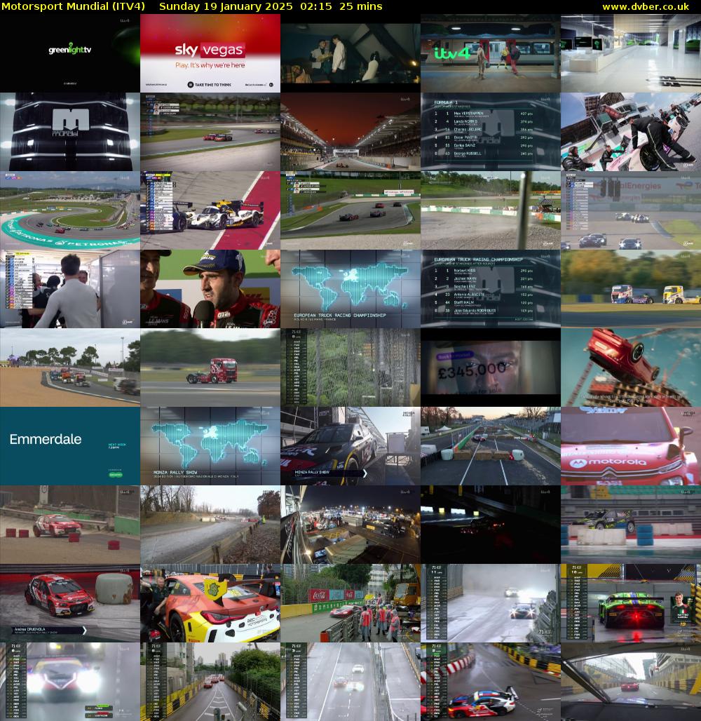 Motorsport Mundial (ITV4) Sunday 19 January 2025 02:15 - 02:40