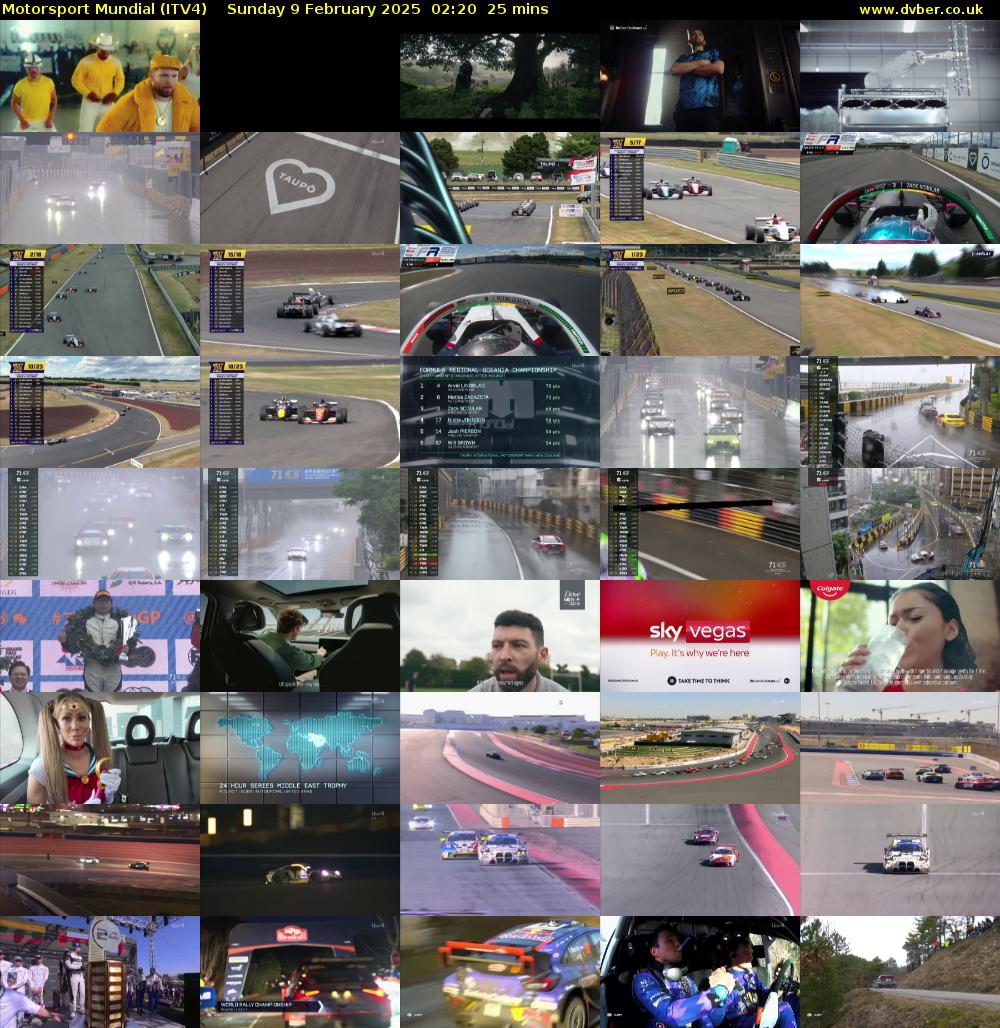 Motorsport Mundial (ITV4) Sunday 9 February 2025 02:20 - 02:45