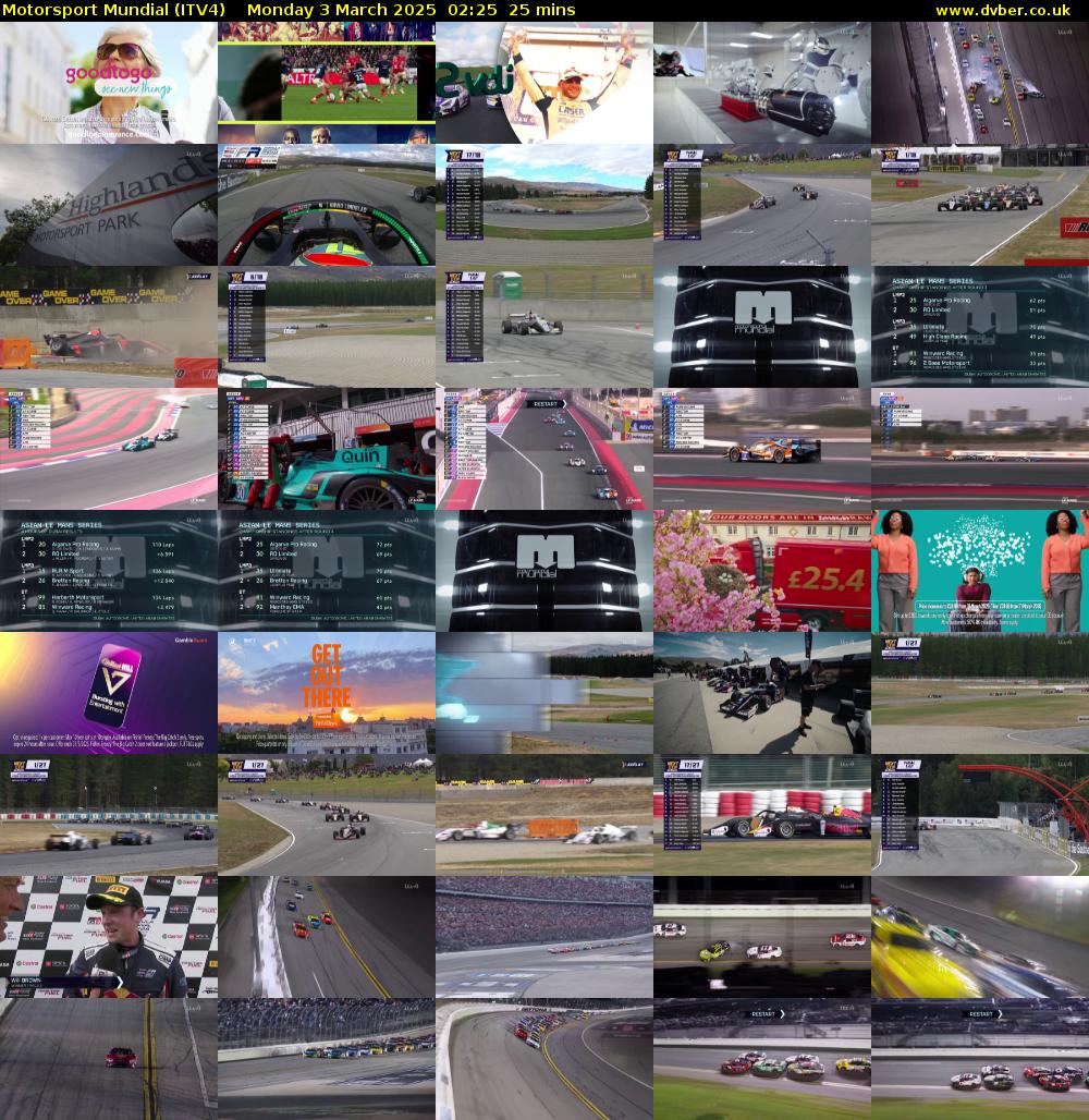 Motorsport Mundial (ITV4) Monday 3 March 2025 02:25 - 02:50