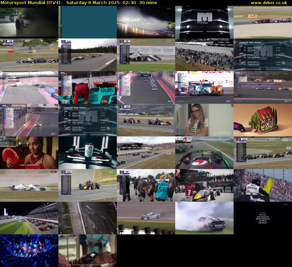 Motorsport Mundial (ITV4) Saturday 8 March 2025 02:30 - 03:00