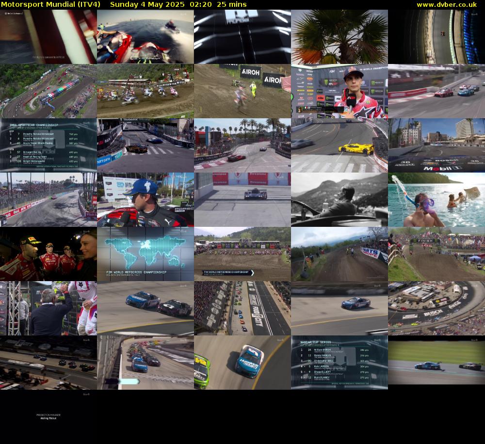 Motorsport Mundial (ITV4) Sunday 4 May 2025 02:20 - 02:45