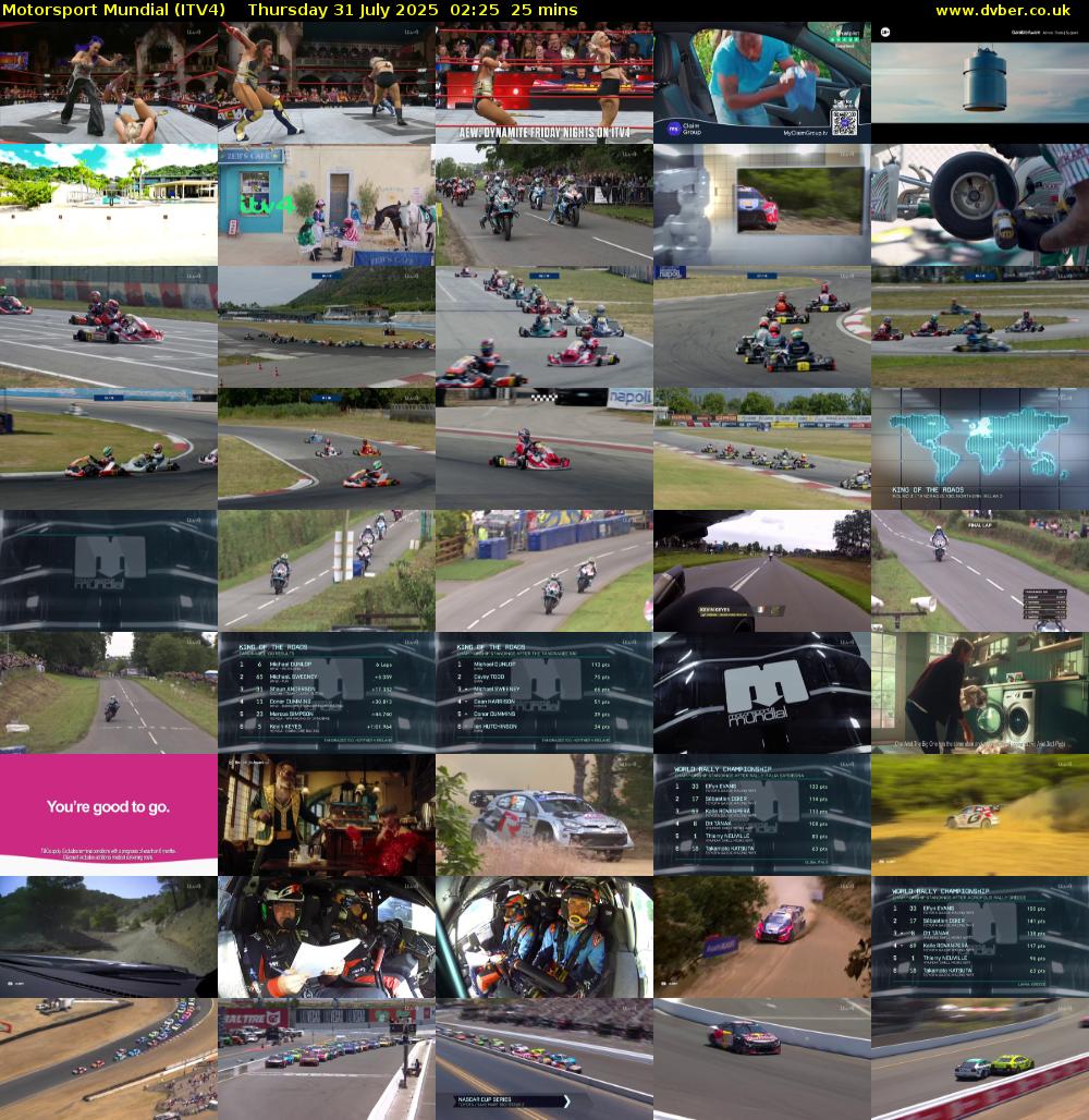 Motorsport Mundial (ITV4) Thursday 31 July 2025 02:25 - 02:50