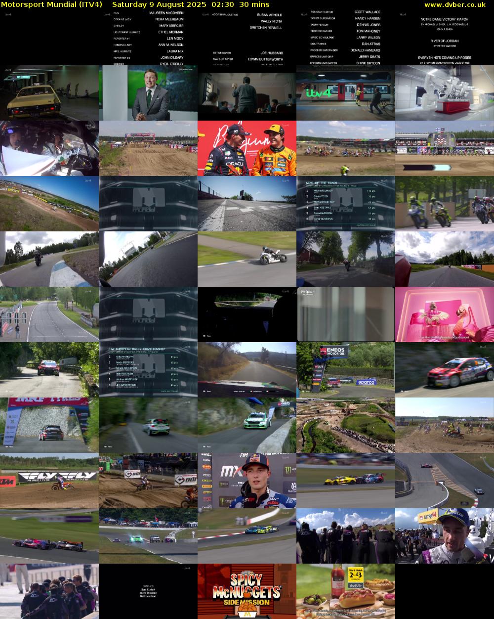 Motorsport Mundial (ITV4) Saturday 9 August 2025 02:30 - 03:00