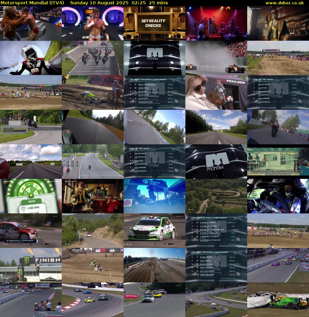 Motorsport Mundial (ITV4) Sunday 10 August 2025 02:25 - 02:50