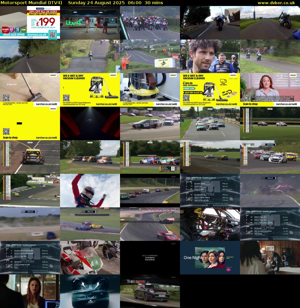 Motorsport Mundial (ITV4) Sunday 24 August 2025 06:00 - 06:30