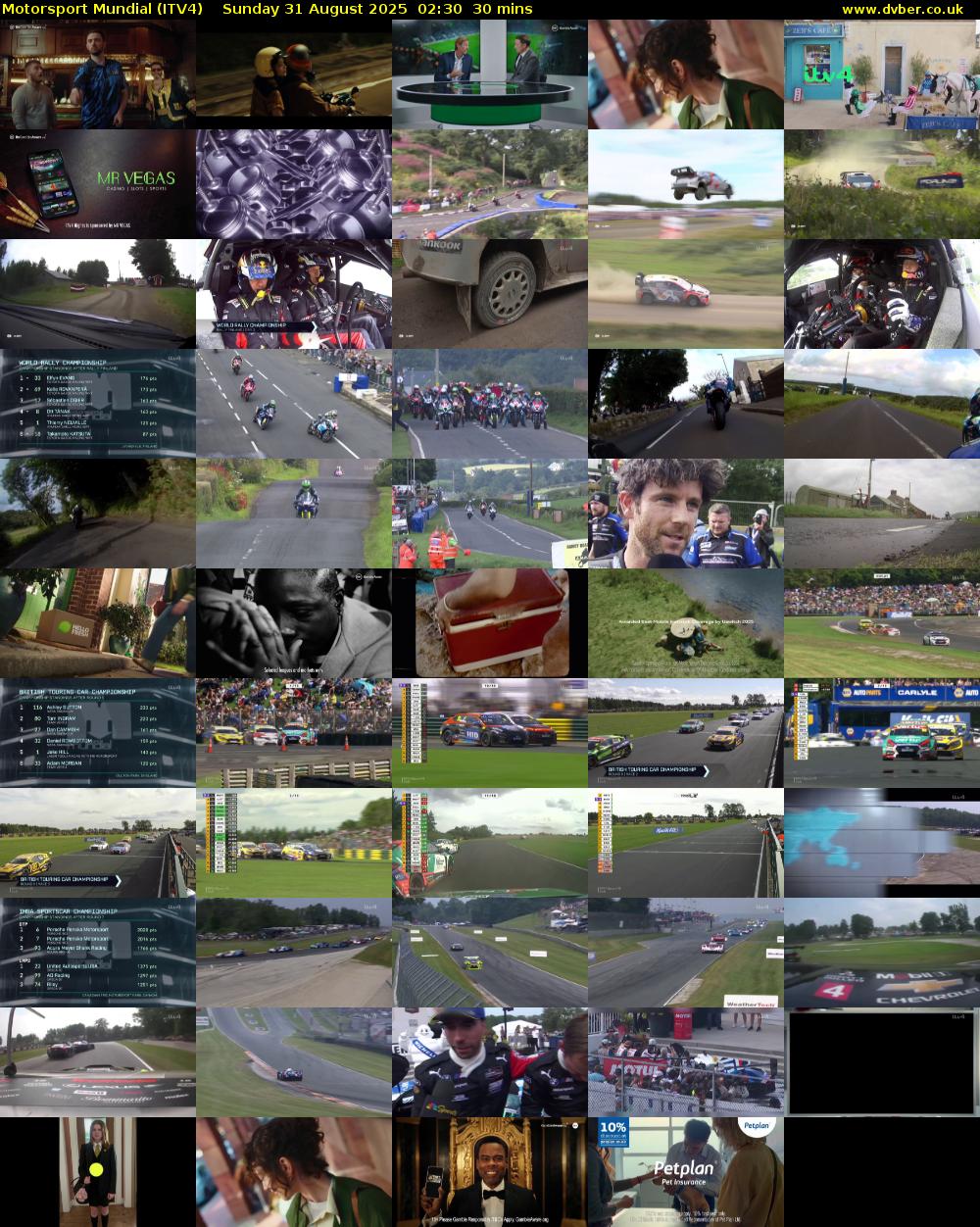Motorsport Mundial (ITV4) Sunday 31 August 2025 02:30 - 03:00