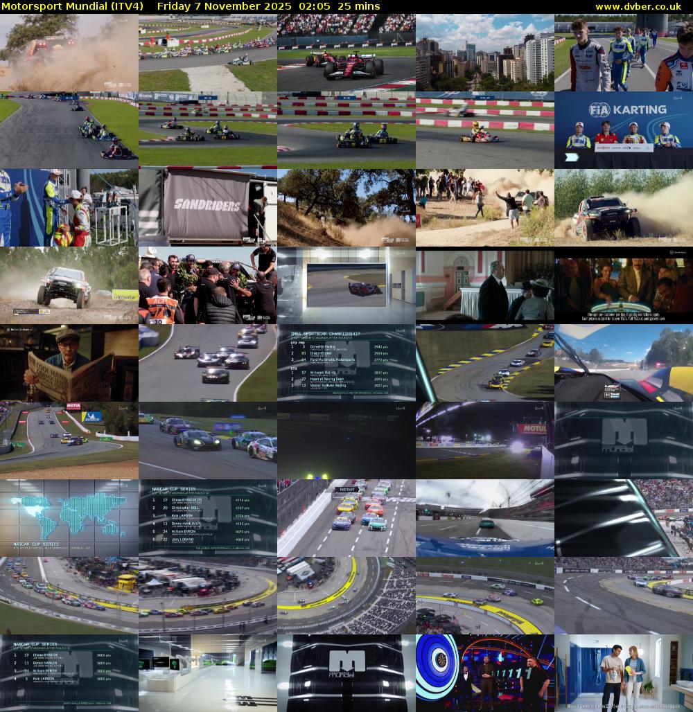 Motorsport Mundial (ITV4) Friday 7 November 2025 02:05 - 02:30