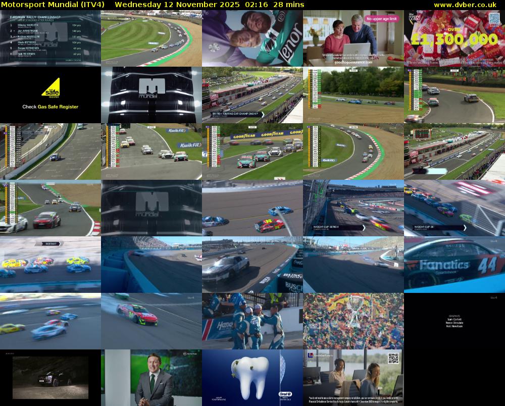 Motorsport Mundial (ITV4) Wednesday 12 November 2025 02:16 - 02:44