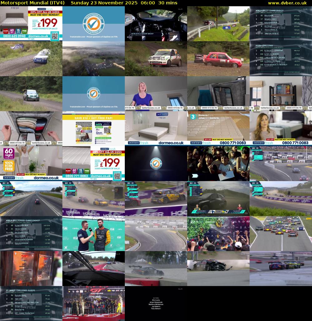 Motorsport Mundial (ITV4) Sunday 23 November 2025 06:00 - 06:30