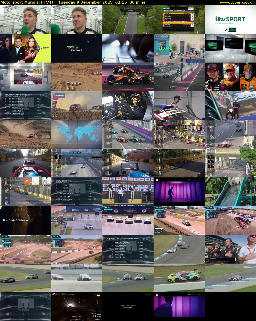 Motorsport Mundial (ITV4) Tuesday 9 December 2025 02:15 - 02:45