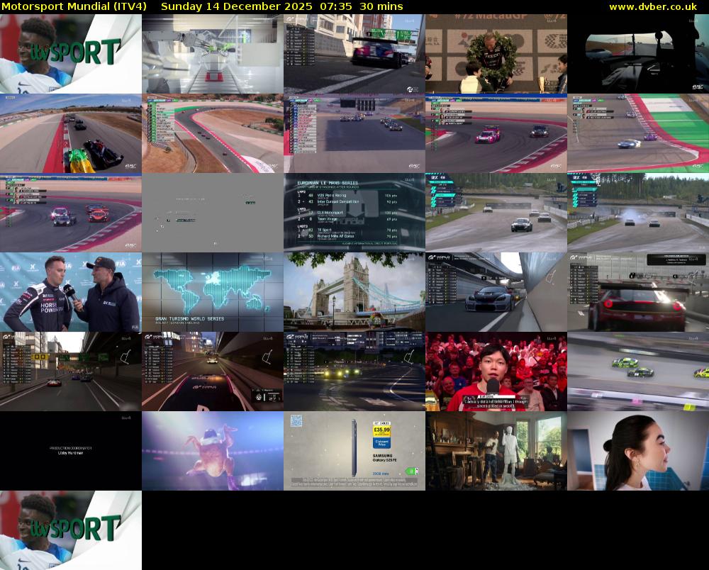 Motorsport Mundial (ITV4) Sunday 14 December 2025 07:35 - 08:05