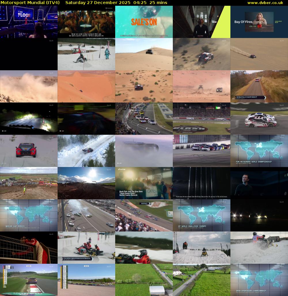 Motorsport Mundial (ITV4) Saturday 27 December 2025 04:25 - 04:50