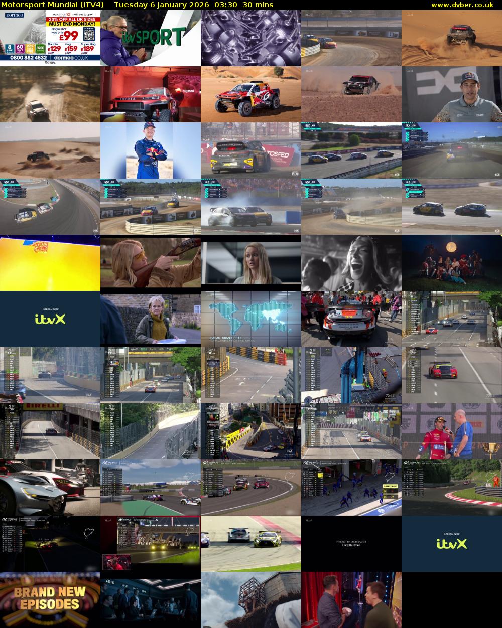 Motorsport Mundial (ITV4) Tuesday 6 January 2026 03:30 - 04:00