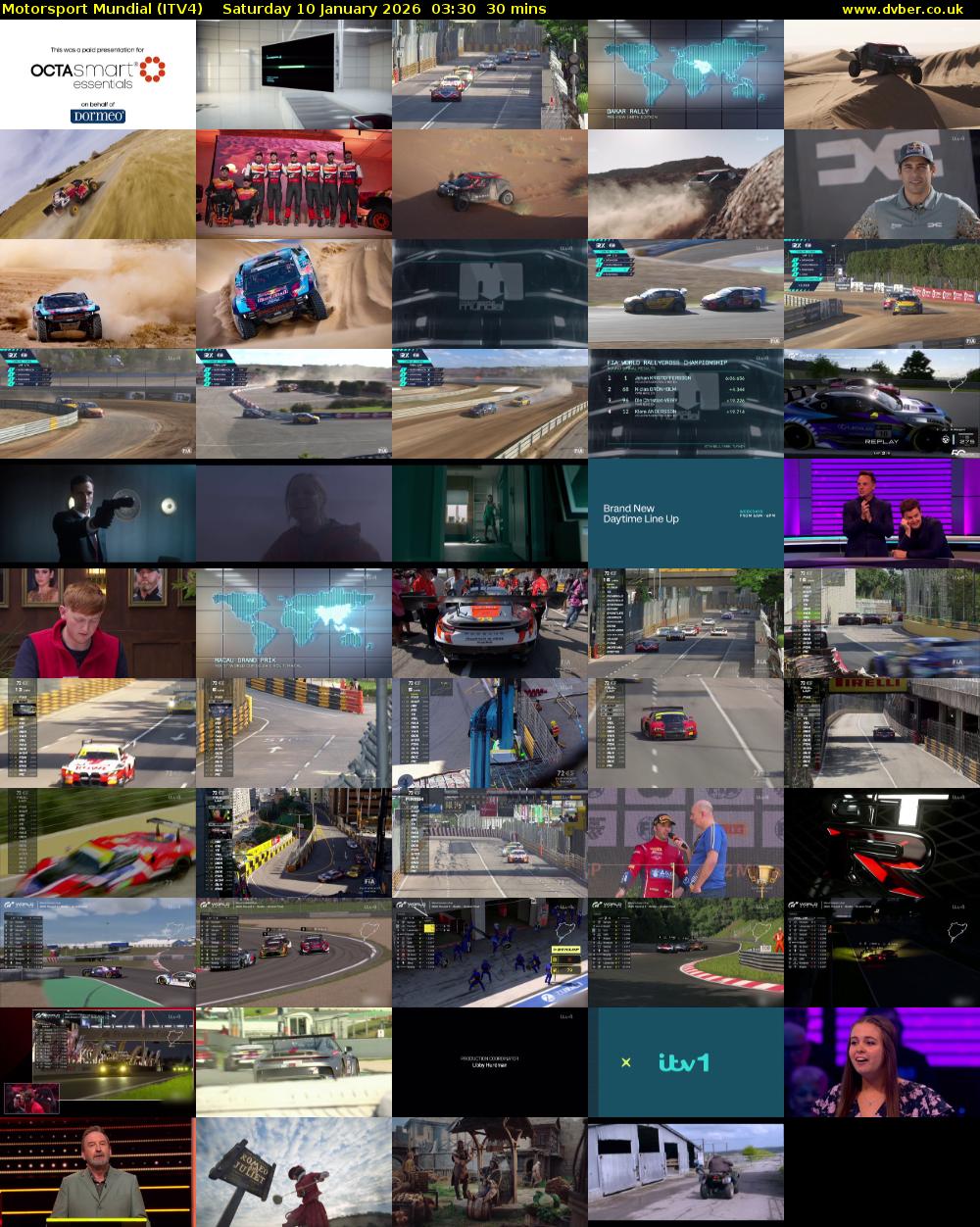 Motorsport Mundial (ITV4) Saturday 10 January 2026 03:30 - 04:00