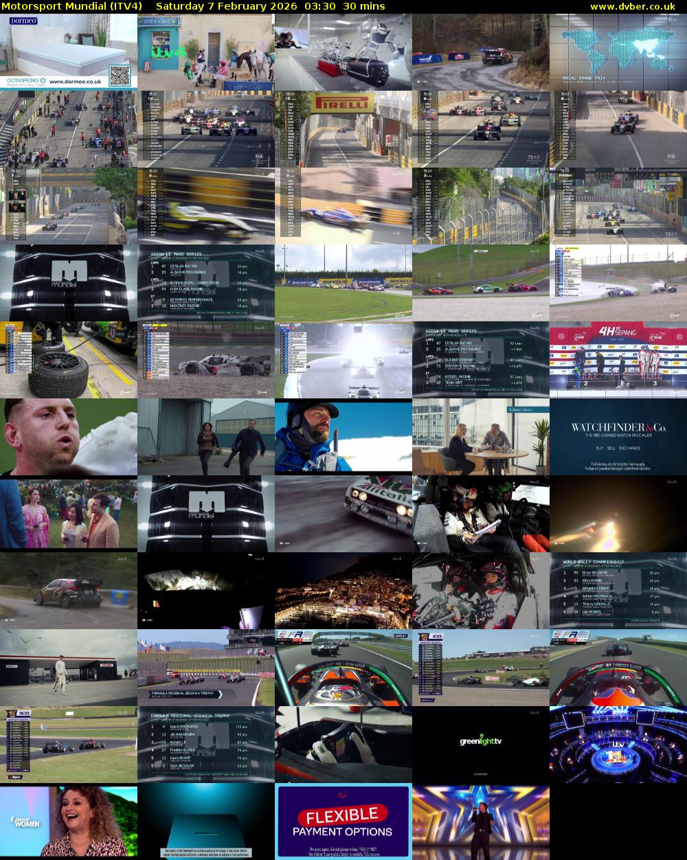 Motorsport Mundial (ITV4) Saturday 7 February 2026 03:30 - 04:00