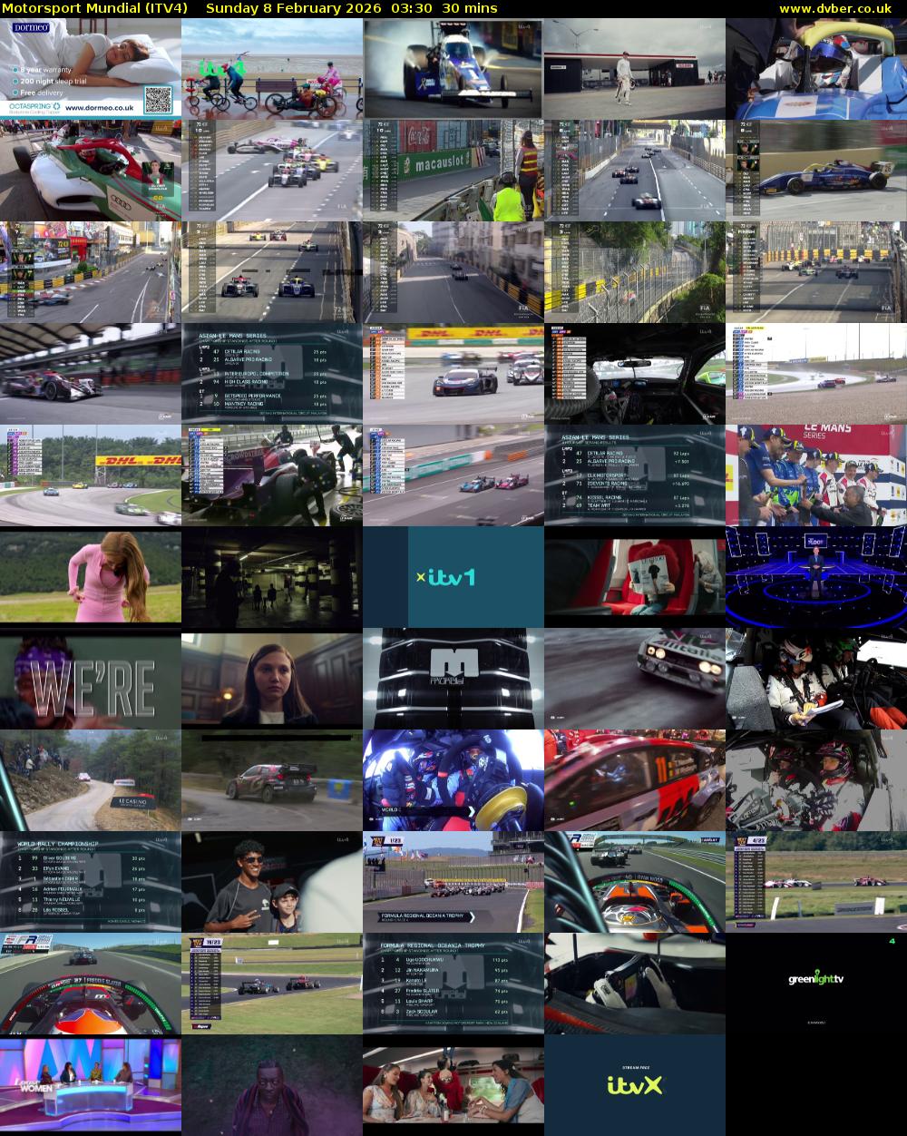 Motorsport Mundial (ITV4) Sunday 8 February 2026 03:30 - 04:00