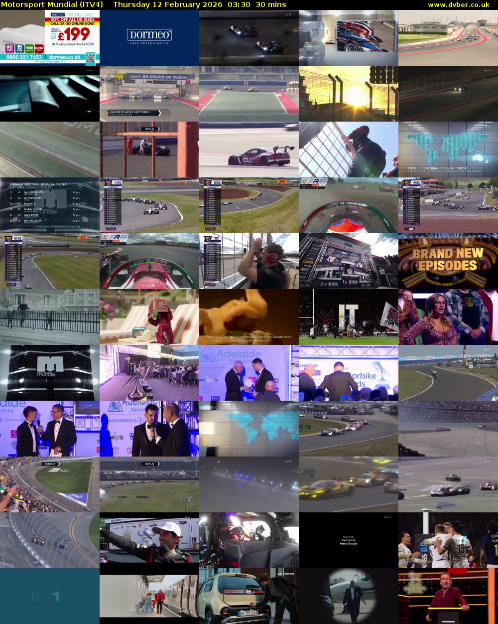 Motorsport Mundial (ITV4) Thursday 12 February 2026 03:30 - 04:00