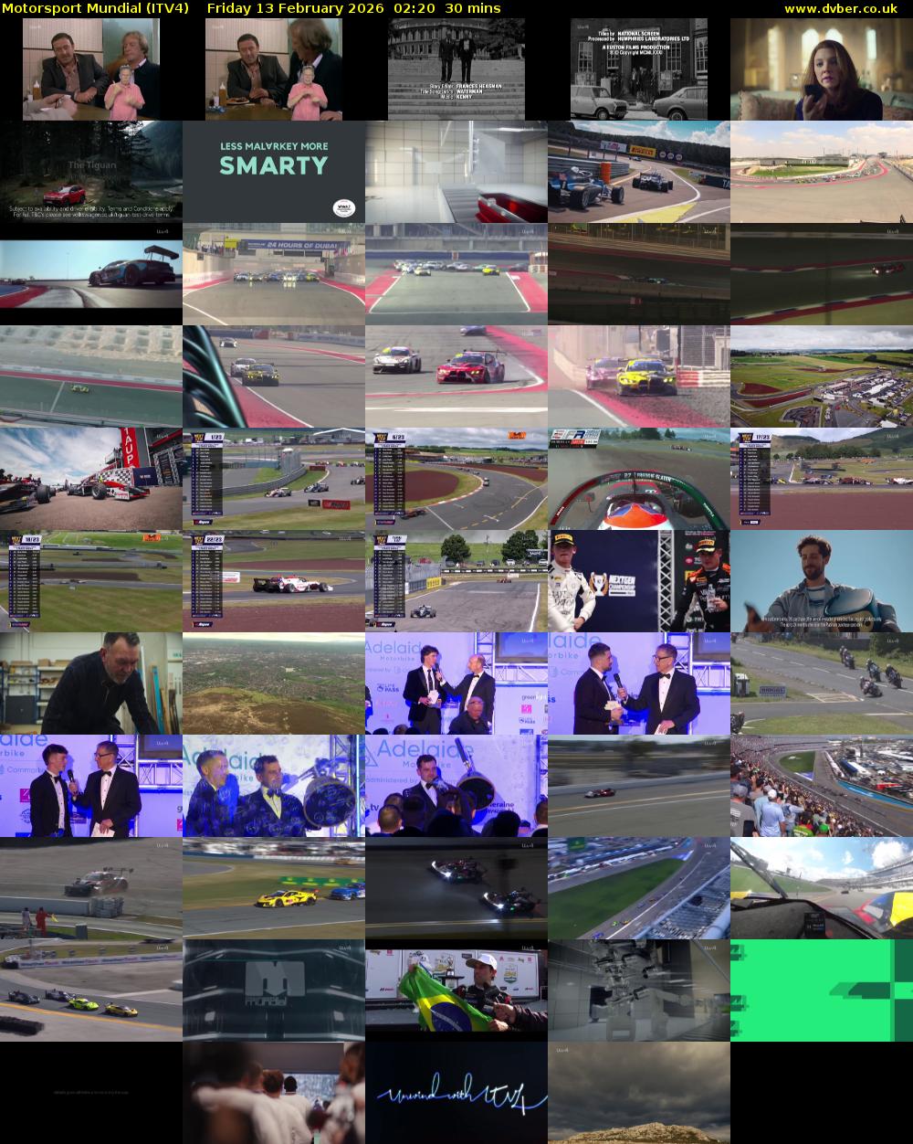 Motorsport Mundial (ITV4) Friday 13 February 2026 02:20 - 02:50
