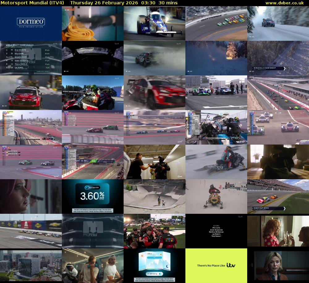 Motorsport Mundial (ITV4) Thursday 26 February 2026 03:30 - 04:00