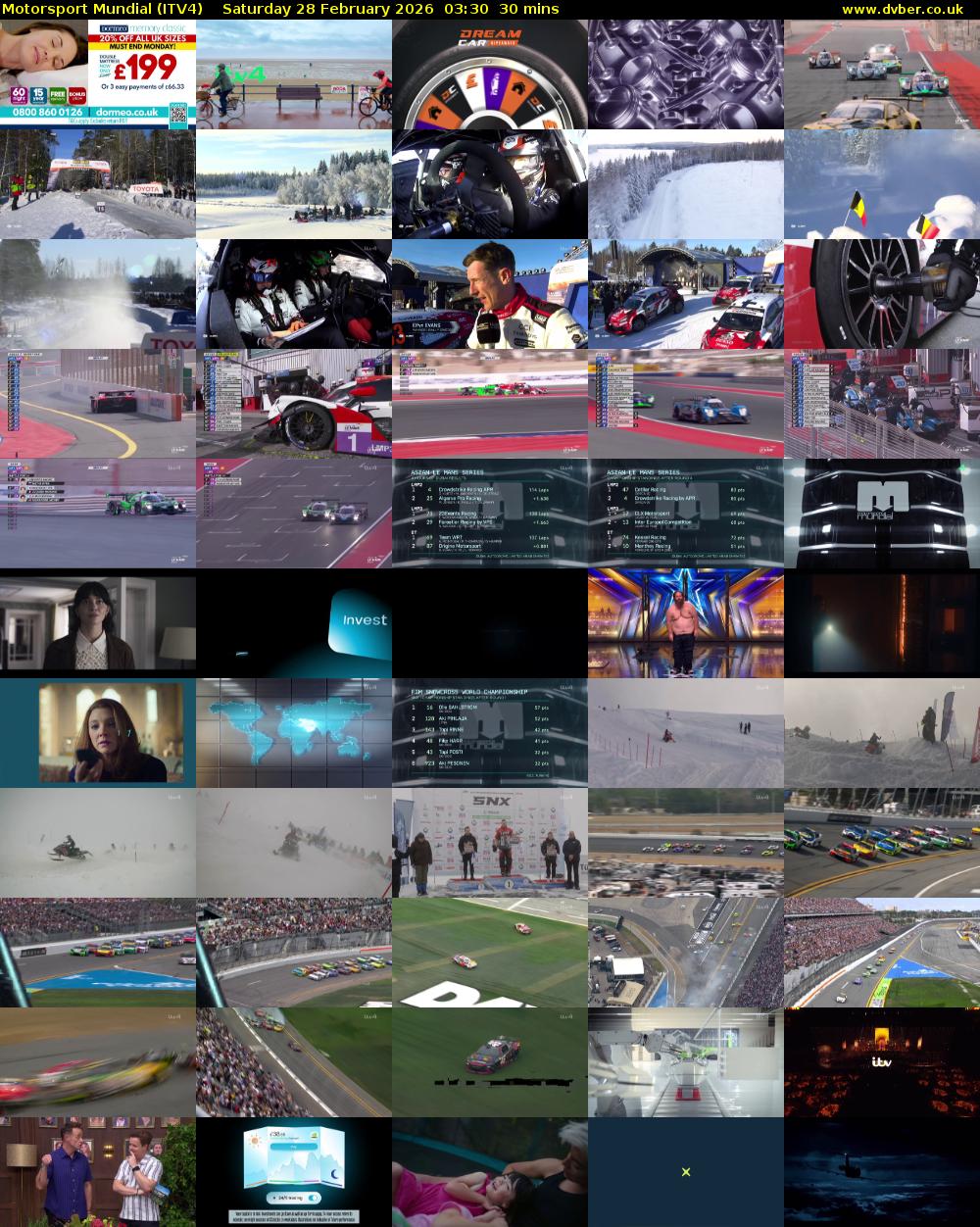 Motorsport Mundial (ITV4) Saturday 28 February 2026 03:30 - 04:00