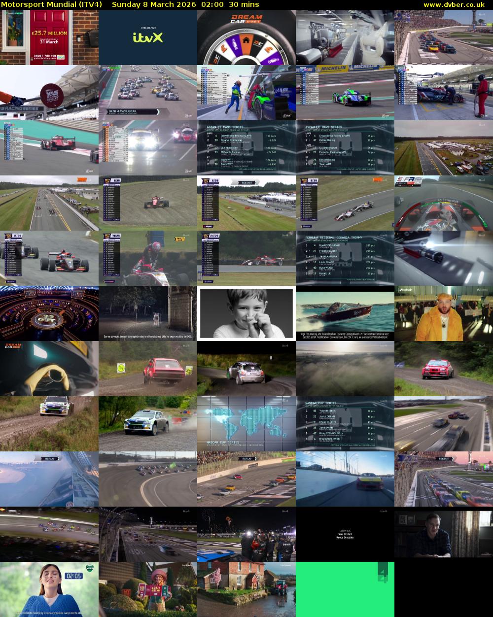 Motorsport Mundial (ITV4) Sunday 8 March 2026 02:00 - 02:30