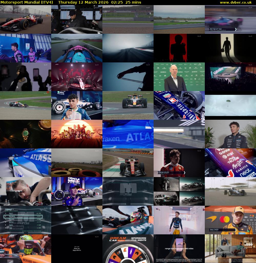Motorsport Mundial (ITV4) Thursday 12 March 2026 02:25 - 02:50