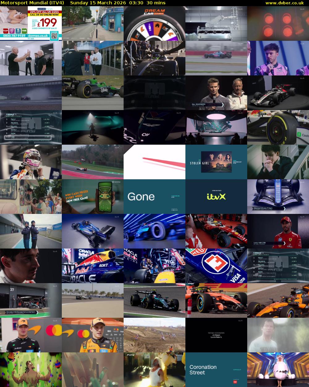 Motorsport Mundial (ITV4) Sunday 15 March 2026 03:30 - 04:00