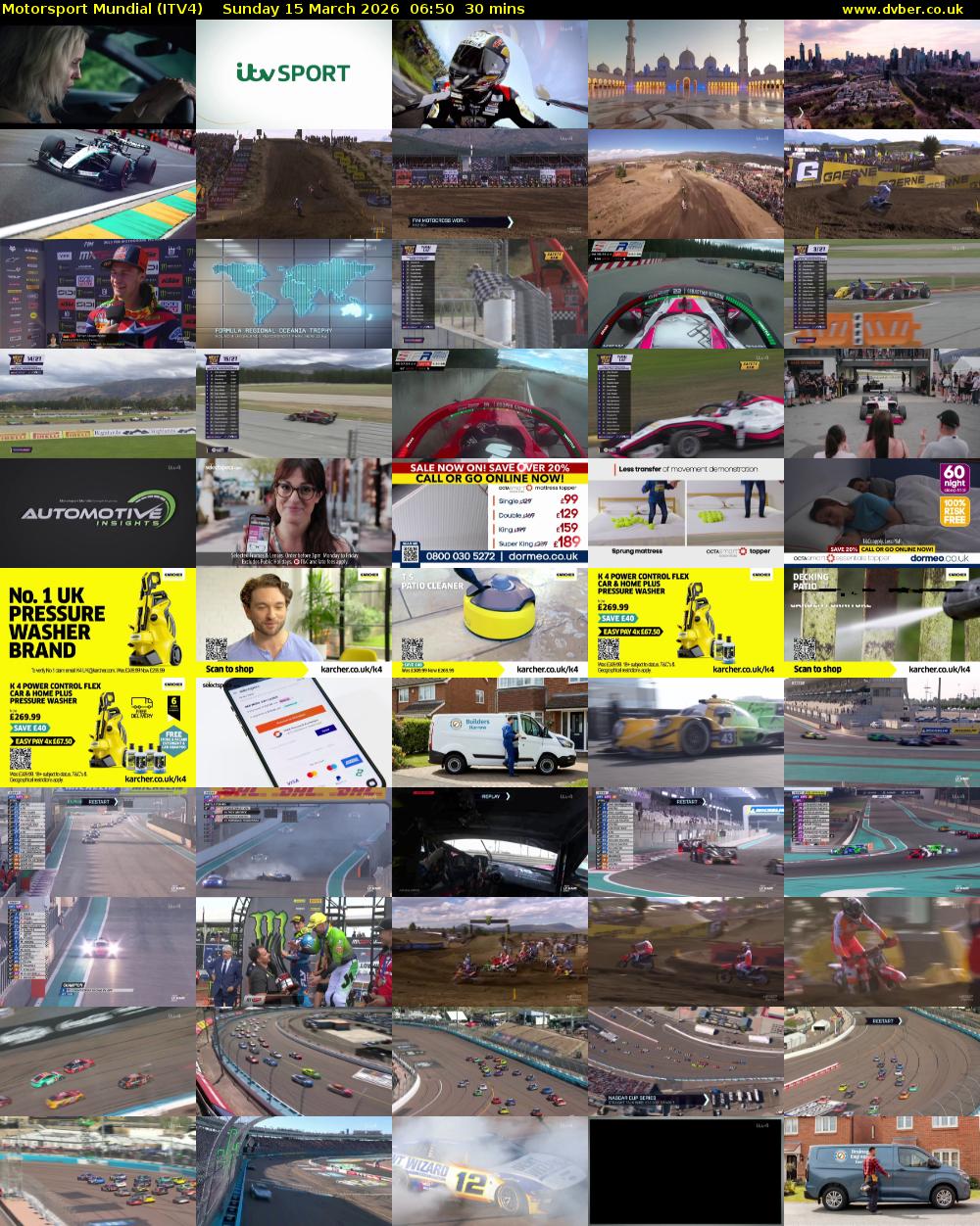 Motorsport Mundial (ITV4) Sunday 15 March 2026 06:50 - 07:20
