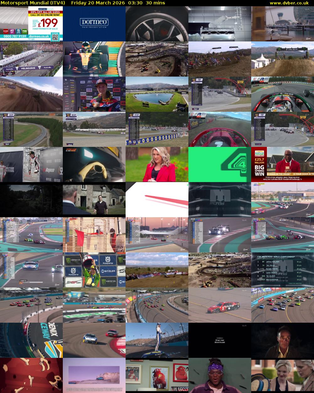 Motorsport Mundial (ITV4) Friday 20 March 2026 03:30 - 04:00