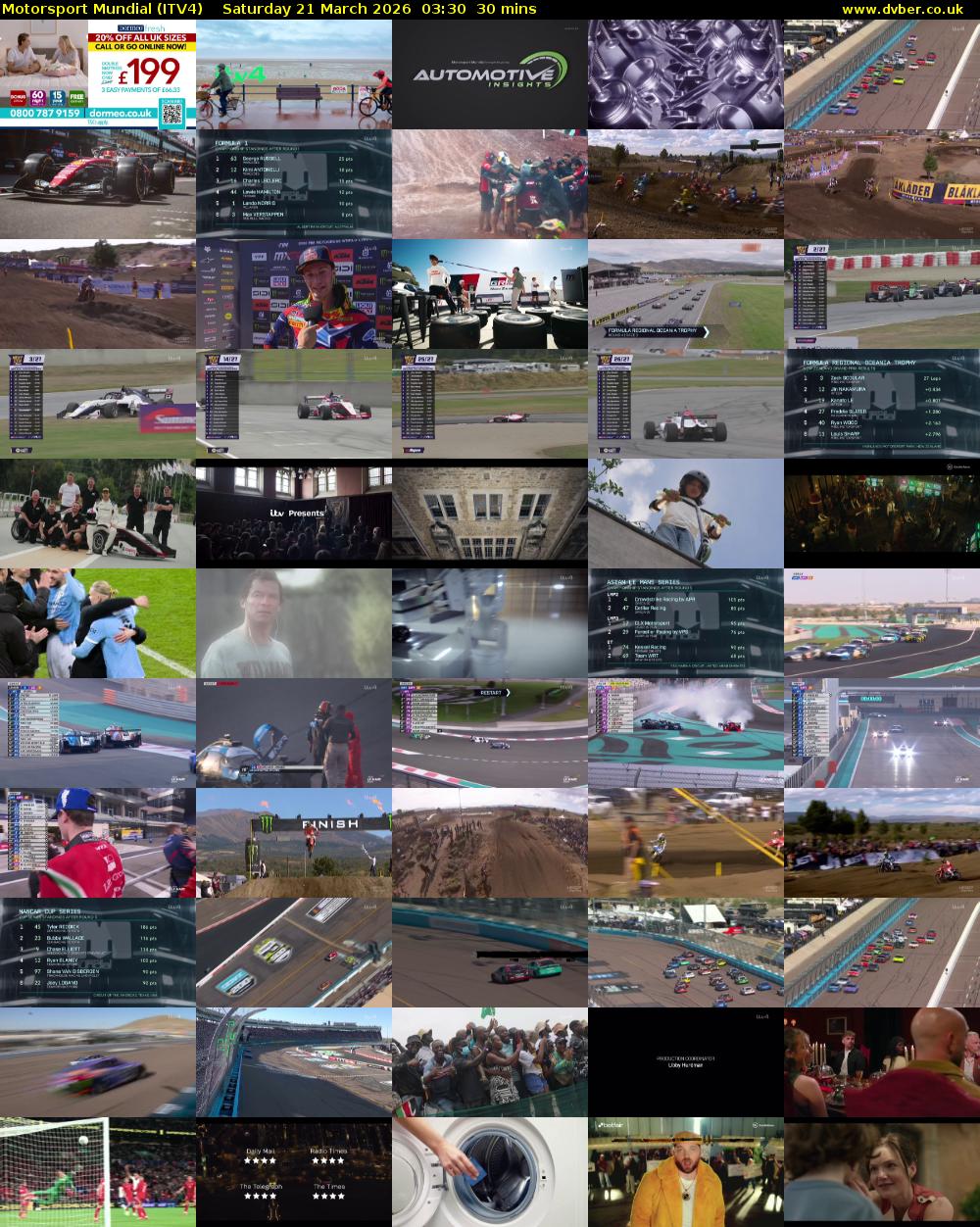 Motorsport Mundial (ITV4) Saturday 21 March 2026 03:30 - 04:00