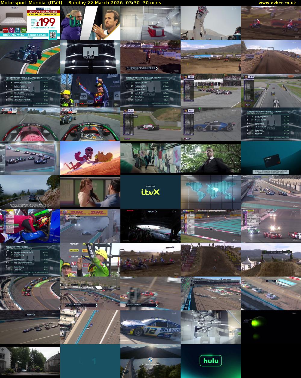 Motorsport Mundial (ITV4) Sunday 22 March 2026 03:30 - 04:00