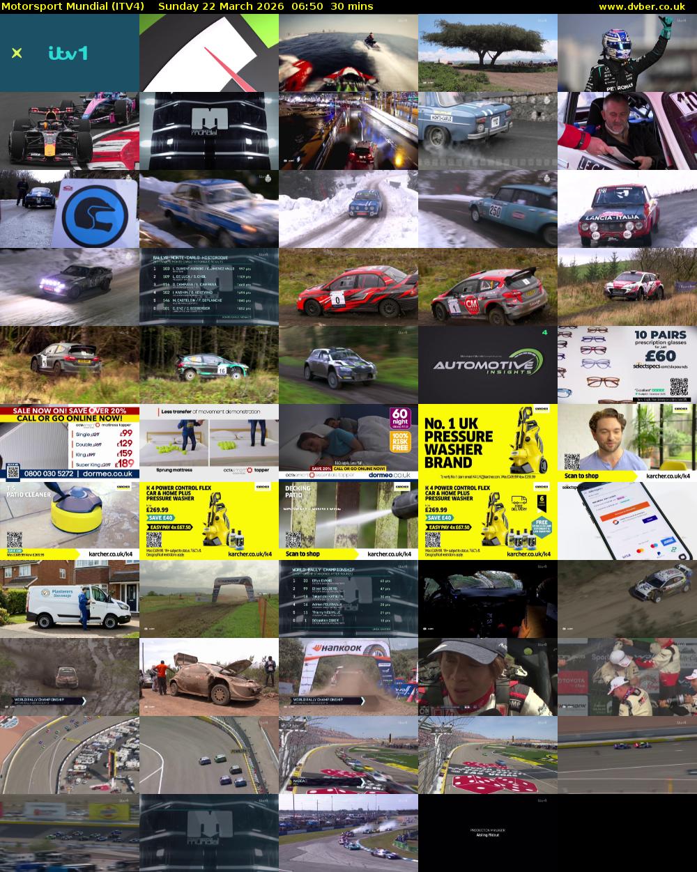 Motorsport Mundial (ITV4) Sunday 22 March 2026 06:50 - 07:20