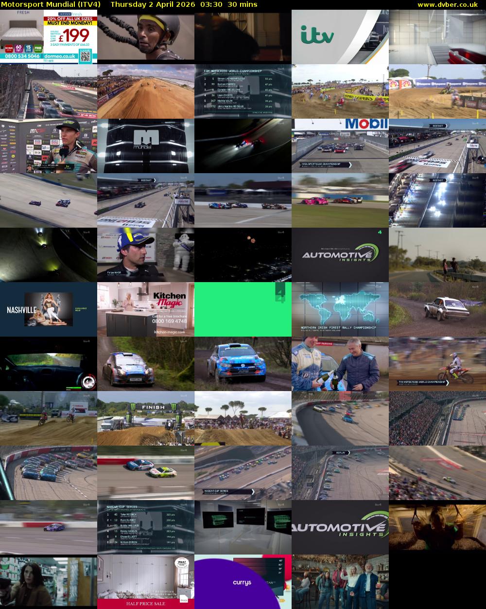 Motorsport Mundial (ITV4) Thursday 2 April 2026 03:30 - 04:00