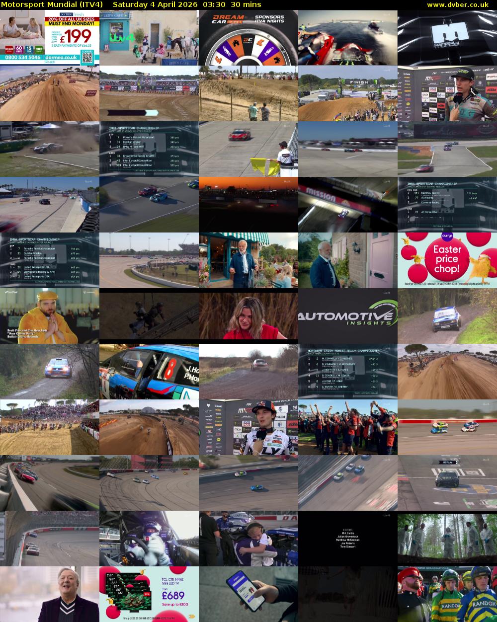 Motorsport Mundial (ITV4) Saturday 4 April 2026 03:30 - 04:00