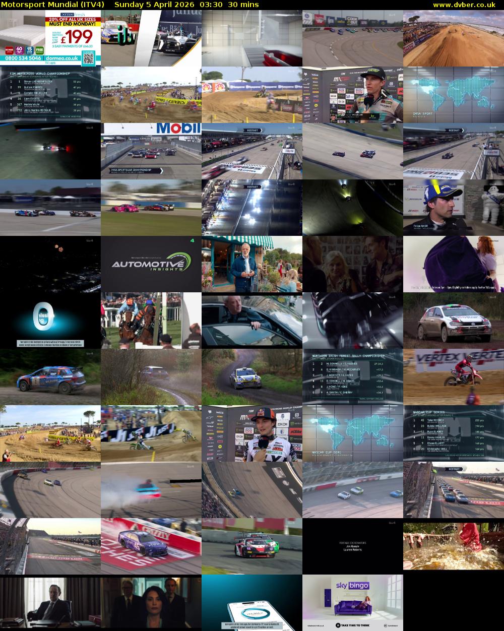 Motorsport Mundial (ITV4) Sunday 5 April 2026 03:30 - 04:00