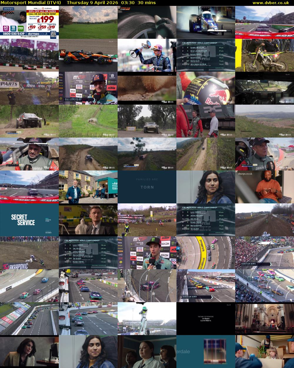 Motorsport Mundial (ITV4) Thursday 9 April 2026 03:30 - 04:00