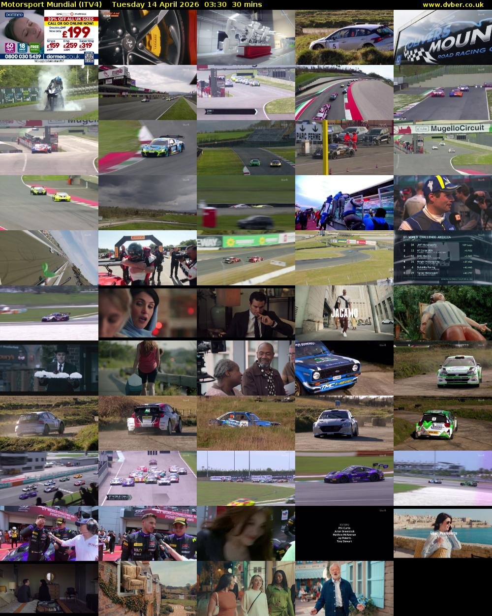 Motorsport Mundial (ITV4) Tuesday 14 April 2026 03:30 - 04:00