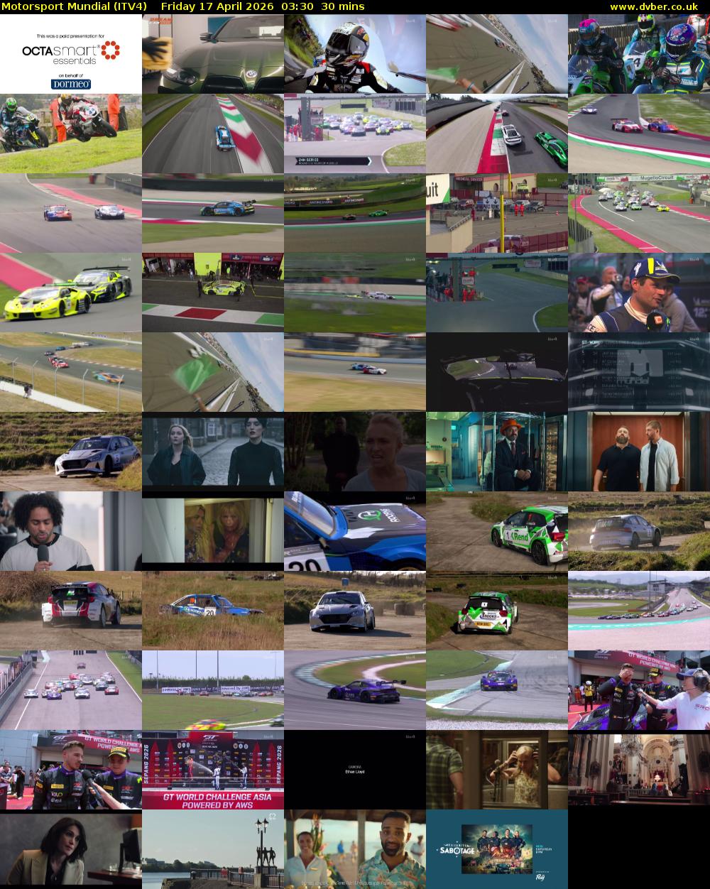 Motorsport Mundial (ITV4) Friday 17 April 2026 03:30 - 04:00