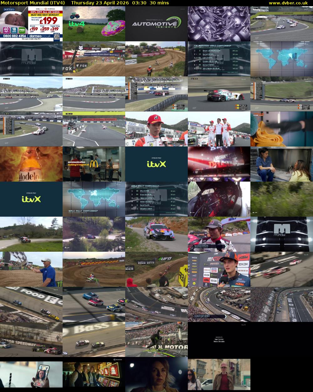 Motorsport Mundial (ITV4) Thursday 23 April 2026 03:30 - 04:00
