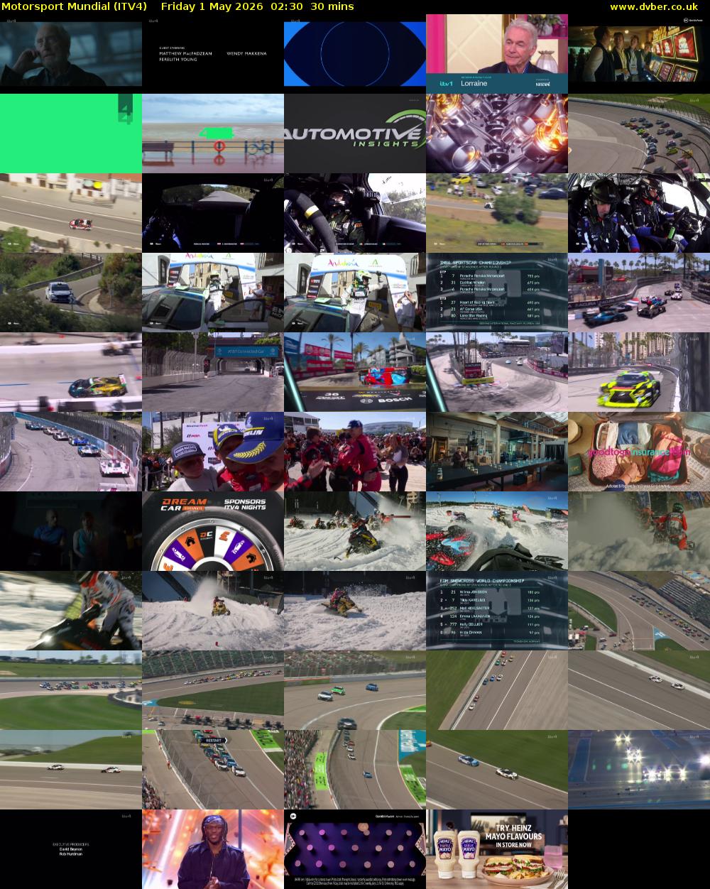 Motorsport Mundial (ITV4) Friday 1 May 2026 02:30 - 03:00