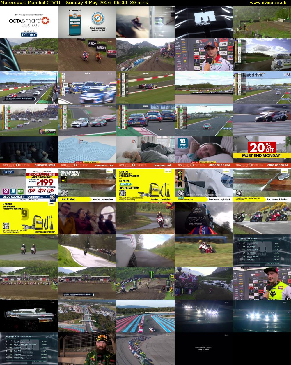Motorsport Mundial (ITV4) Sunday 3 May 2026 06:00 - 06:30