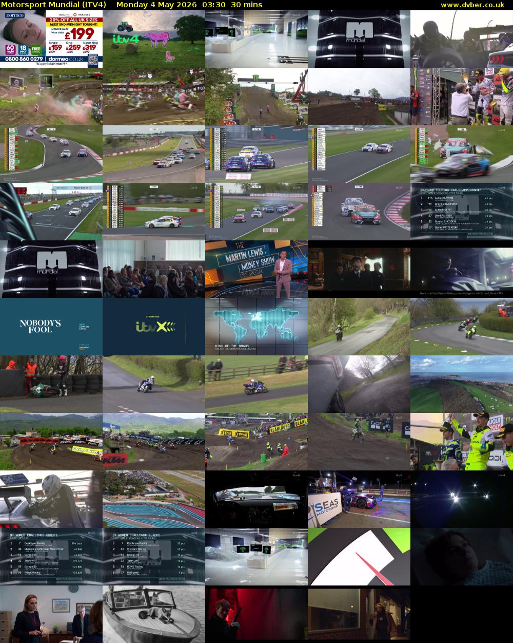 Motorsport Mundial (ITV4) Monday 4 May 2026 03:30 - 04:00
