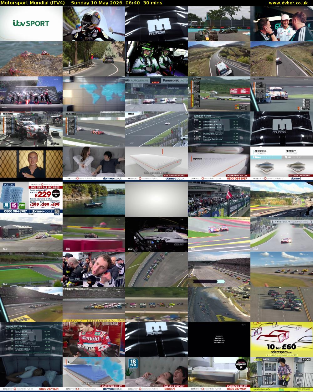 Motorsport Mundial (ITV4) Sunday 10 May 2026 06:40 - 07:10