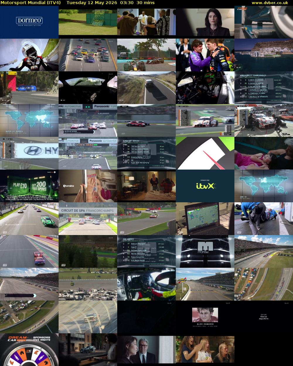 Motorsport Mundial (ITV4) Tuesday 12 May 2026 03:30 - 04:00